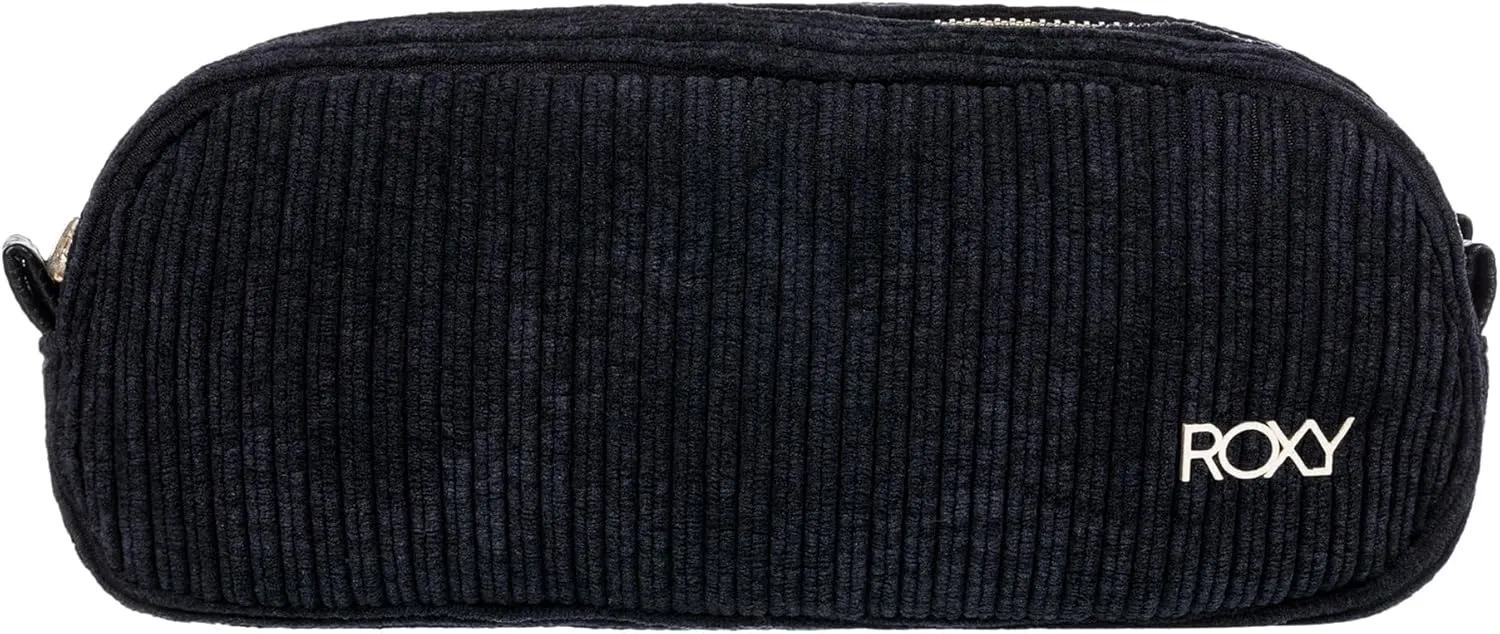 Roxy Womens Feeling Good Corduroy Storage Bag | Makeup Case | Travel | Organizer | Cosmetics | Electronics | Digital | Reusable | Zipper Closure | Pouch | Lightweight | Accessories - Anthracite