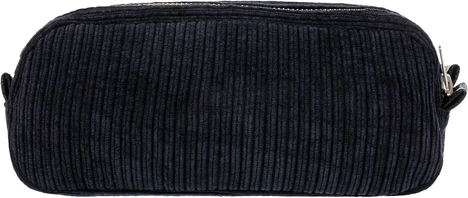 Roxy Womens Feeling Good Corduroy Storage Bag | Makeup Case | Travel | Organizer | Cosmetics | Electronics | Digital | Reusable | Zipper Closure | Pouch | Lightweight | Accessories - Anthracite