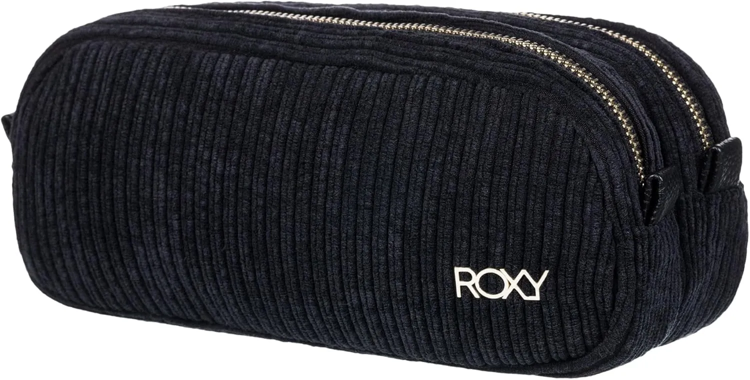 Roxy Womens Feeling Good Corduroy Storage Bag | Makeup Case | Travel | Organizer | Cosmetics | Electronics | Digital | Reusable | Zipper Closure | Pouch | Lightweight | Accessories - Anthracite