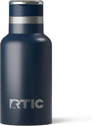 RTIC Little Journey Bottle with Straw, Insulated, Stainless Steel, Metal, Double Wall Vacuum-Insulation, Ceramic-Lined, Leak-Proof Lid, BPA-Free Water Flask for Sports, Travel, Navy