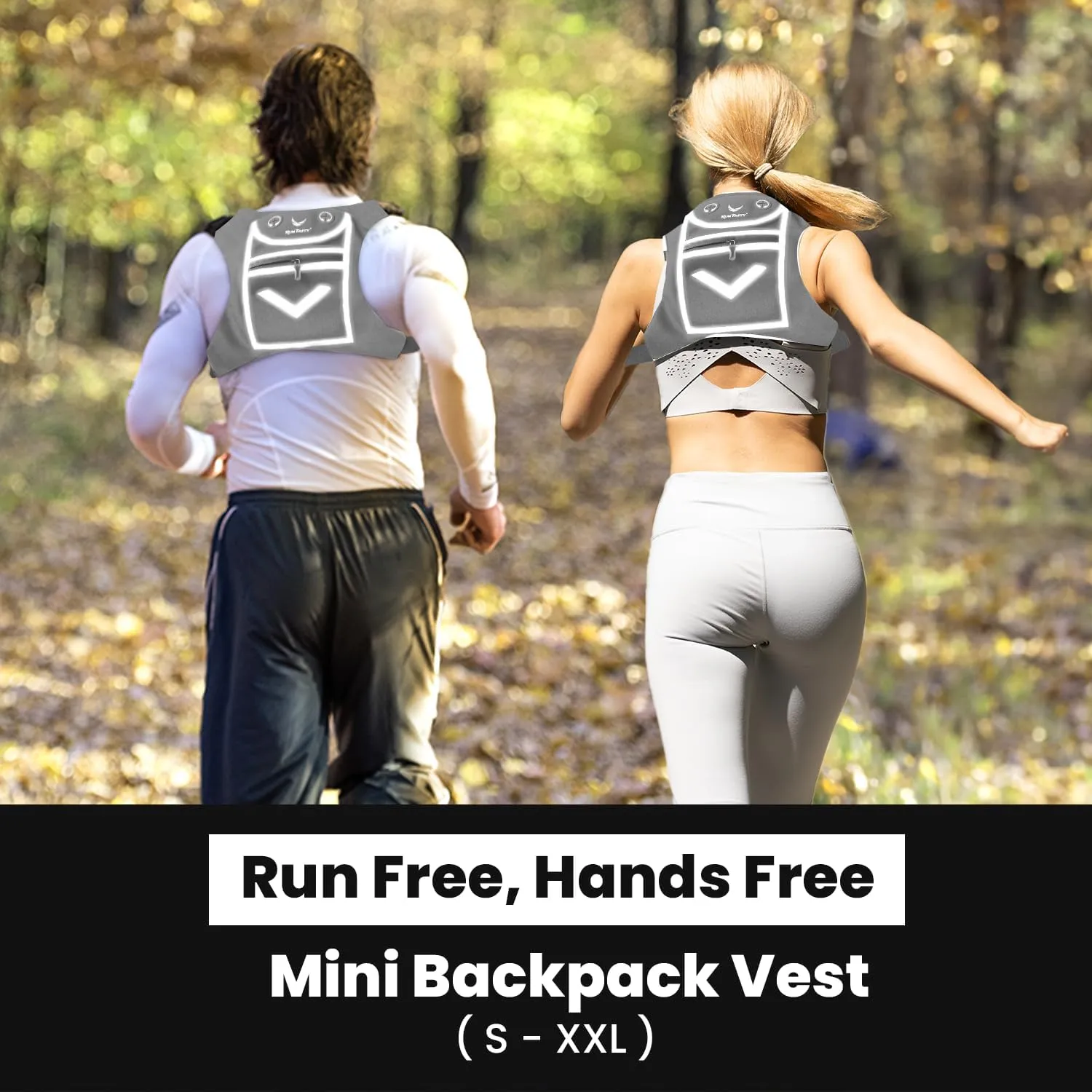 Running Mini Backpack Vest for Men & Women - Hi-viz gear, Holds Valuables, any Phone - Ideal for Fitness, Walking, Cycling!