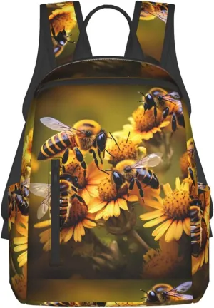 Rural Honey Bees flowers Lightweight Backpack Travel Shoulder Bag with Stylish Print, Leisure Day Trips Shopping Backpack