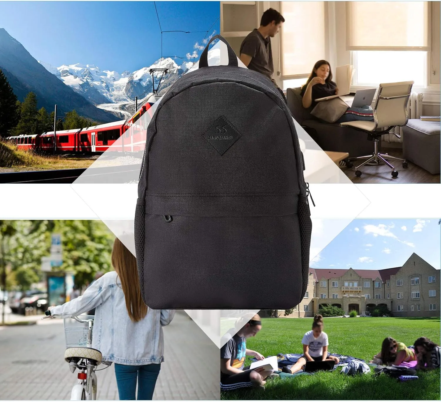SAGIV&SAHEN School Backpack for Teens Girls Boys Classical Basic Lightweight Bookbag for Teenage Casual Laptop Backpacks