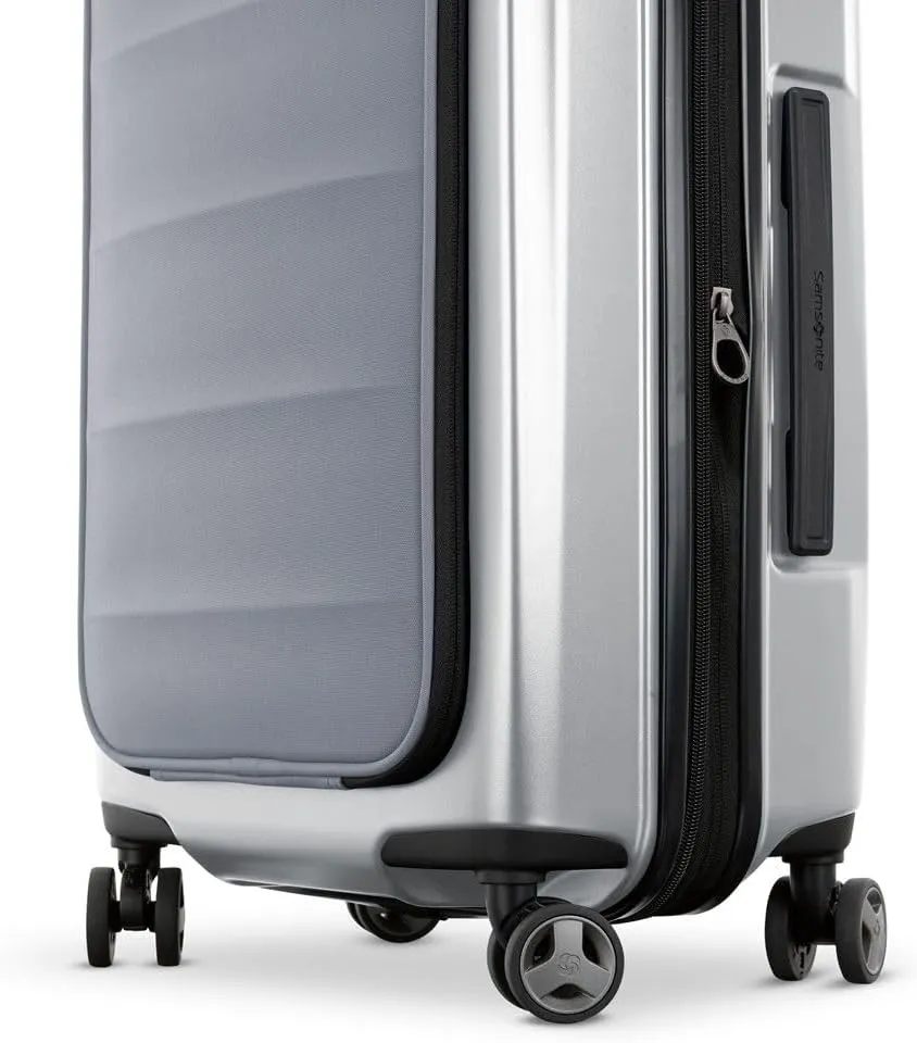 Samsonite Carry-On Pro Front Pocket Hardside Expandable 21-Inch Octiv Luggage: Durable & Impact Resistant, 360° Aero Trac Spinner Wheels, Adjustable Telescopic Handle, TSA Approved Lock - Silver