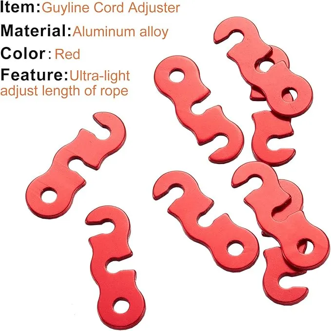 SATINIOR Guyline Tensioner Aluminum Alloy Guy Line Cord Adjusters Tent Rope Tensioners Paracord Tensioner for Outdoor Tent Camping Hiking Accessories