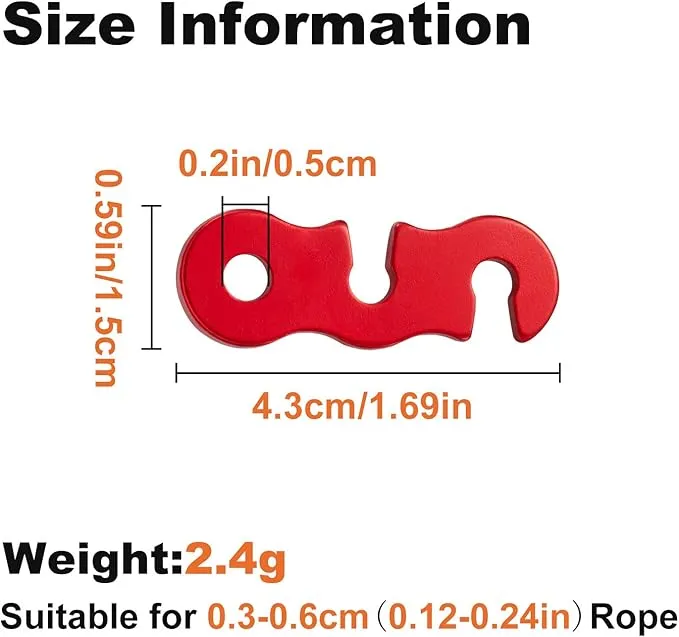 SATINIOR Guyline Tensioner Aluminum Alloy Guy Line Cord Adjusters Tent Rope Tensioners Paracord Tensioner for Outdoor Tent Camping Hiking Accessories