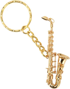 Saxophone Keychain, Delicate Pendant, Lovely and Cute, Miniature Brass Music Instrument for Music Lovers, Gifts, with Red Velvet Case, for Keys, Wallet, Handbags, Backpacks