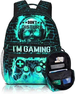 School Backpack for Boys Video Game Boys Backpack for Kids Children Teens Elementary Middle School - Students Bookbag Ages 6-18, Waterproof Adjustable Game Bookbag Travel Daypack