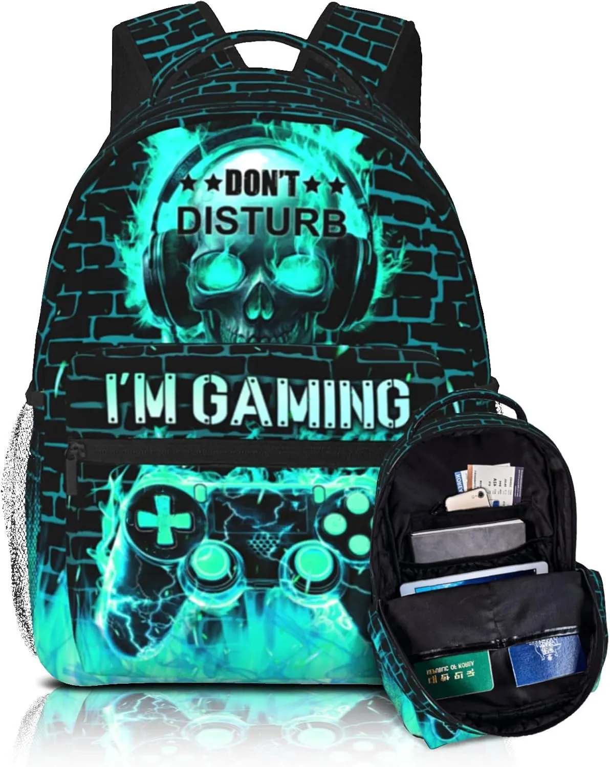 School Backpack for Boys Video Game Boys Backpack for Kids Children Teens Elementary Middle School - Students Bookbag Ages 6-18, Waterproof Adjustable Game Bookbag Travel Daypack