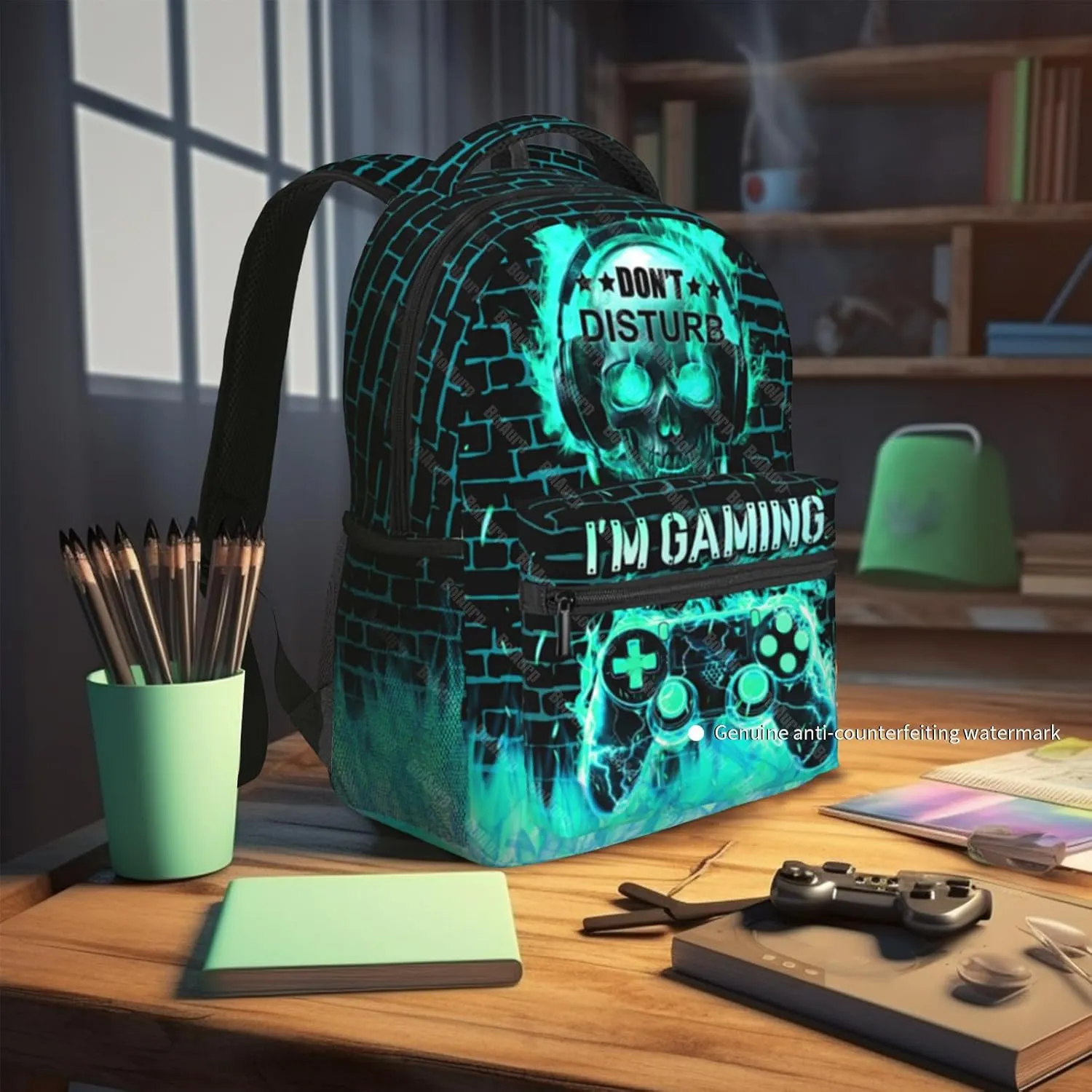 School Backpack for Boys Video Game Boys Backpack for Kids Children Teens Elementary Middle School - Students Bookbag Ages 6-18, Waterproof Adjustable Game Bookbag Travel Daypack