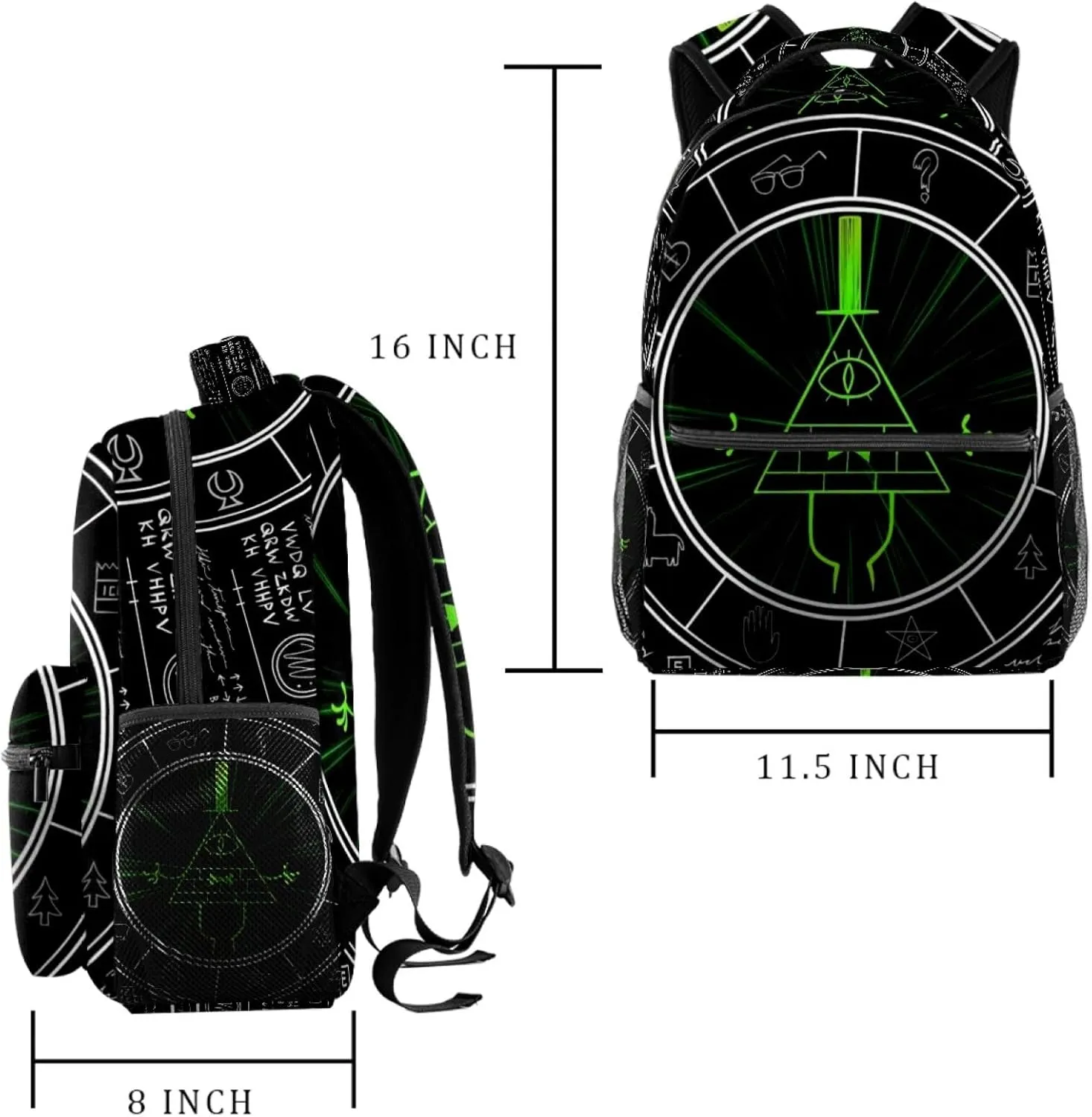 School Backpack for Girls Boys, Bill Cipher Elementary School Bags Lightweight Travel Rucksack Laptop Backpacks