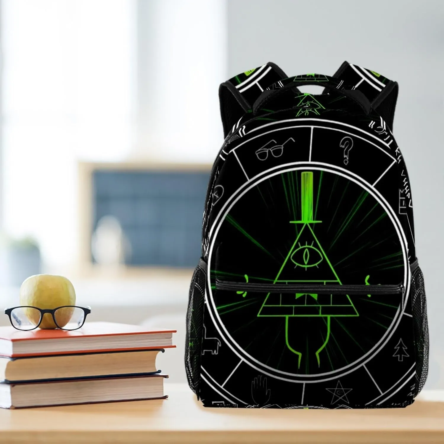 School Backpack for Girls Boys, Bill Cipher Elementary School Bags Lightweight Travel Rucksack Laptop Backpacks