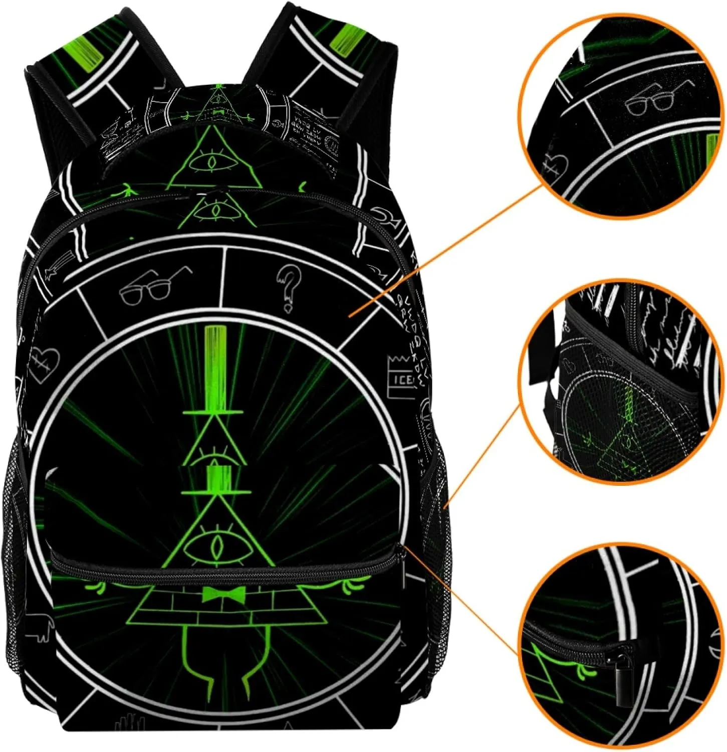 School Backpack for Girls Boys, Bill Cipher Elementary School Bags Lightweight Travel Rucksack Laptop Backpacks