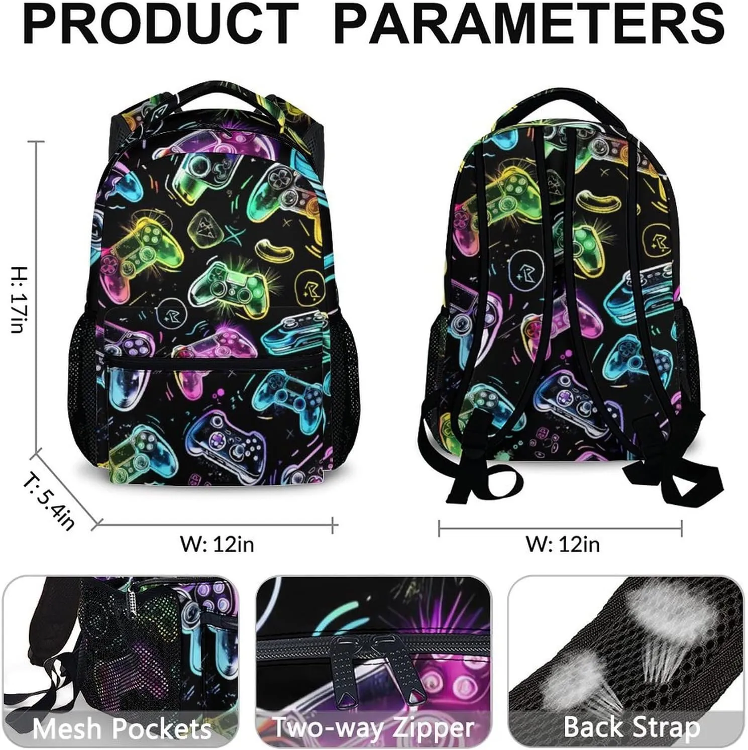 School Backpacks for Boys, Gamer Boys Backpack for Kids, 17" Kids Backpacks for Preschool Elementary Kindergarten School Travel
