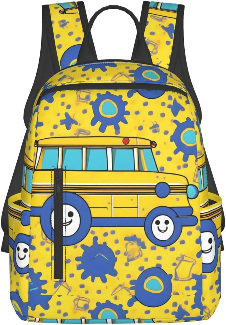 School Bus print Lightweight Backpack Travel Shoulder Bag with Stylish Print, Leisure Day Trips Shopping Backpack
