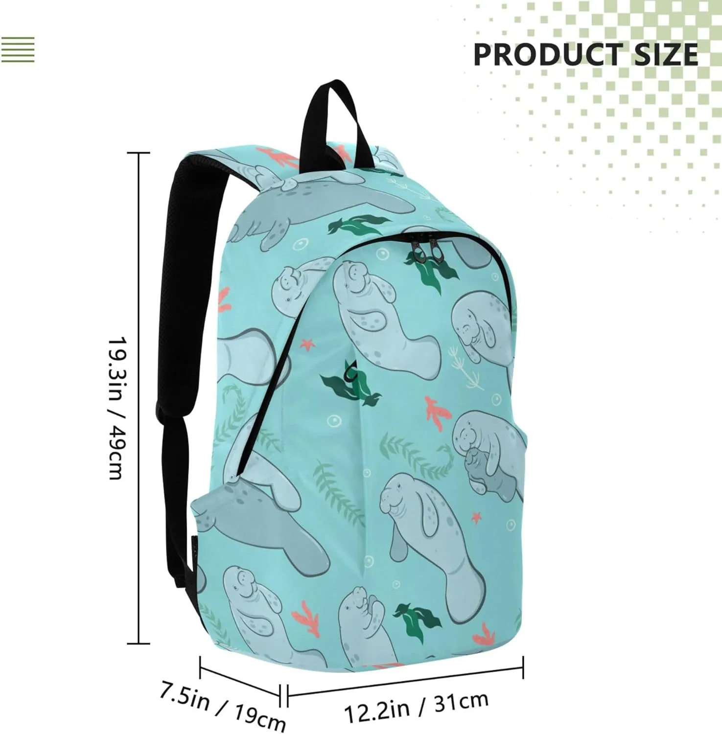 Sea Cute Manatees Laptop Backpack Travel Hiking Camping Work Computer Back Packs Book Bags for Women Men