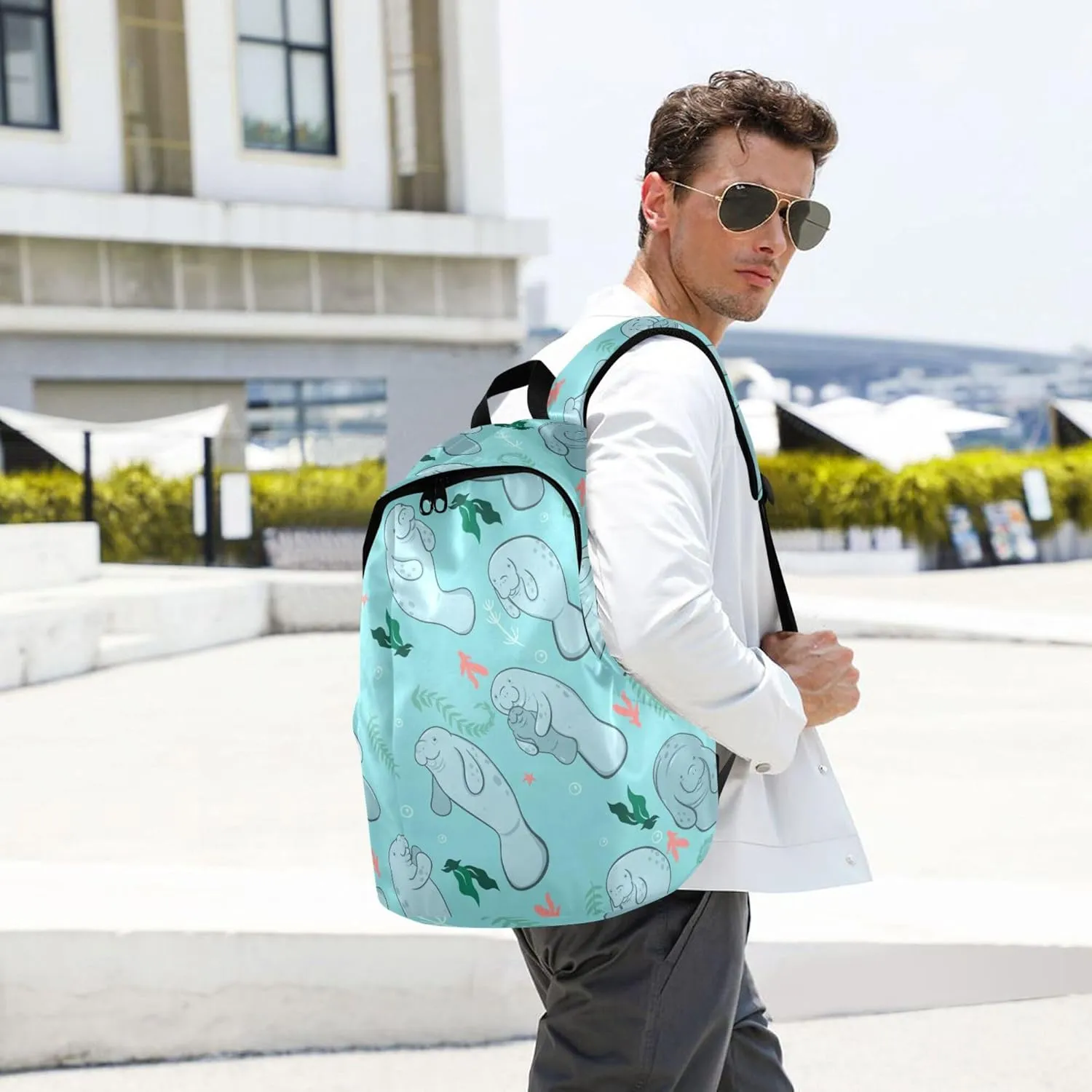 Sea Cute Manatees Laptop Backpack Travel Hiking Camping Work Computer Back Packs Book Bags for Women Men