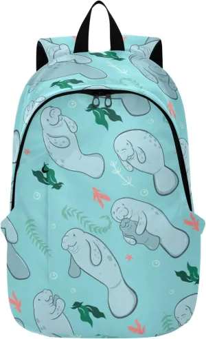 Sea Cute Manatees Laptop Backpack Travel Hiking Camping Work Computer Back Packs Book Bags for Women Men