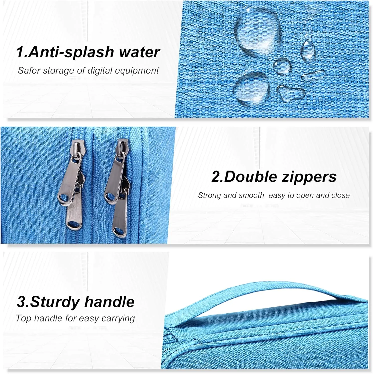 SELLYFELLY Electronic Bag Travel Cable Accessories Bag Waterproof Double Layer Electronics Organizer Portable Storage Case for Cable, Cord, Charger, Phone, Adapter, Power Bank, Kindle, Hard Drives
