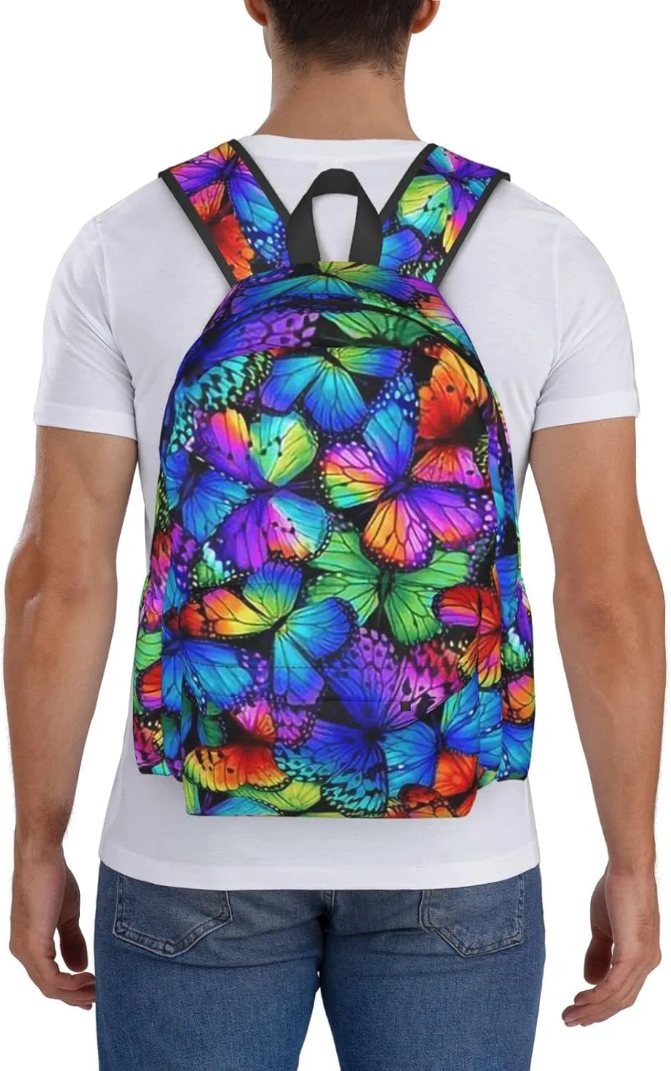 Shoggoth Backpack 17 Inch Colored Butterflies Casual Daypack Lightweight Women's Laptop Backpack Campus Travel Bag for Women Hiking