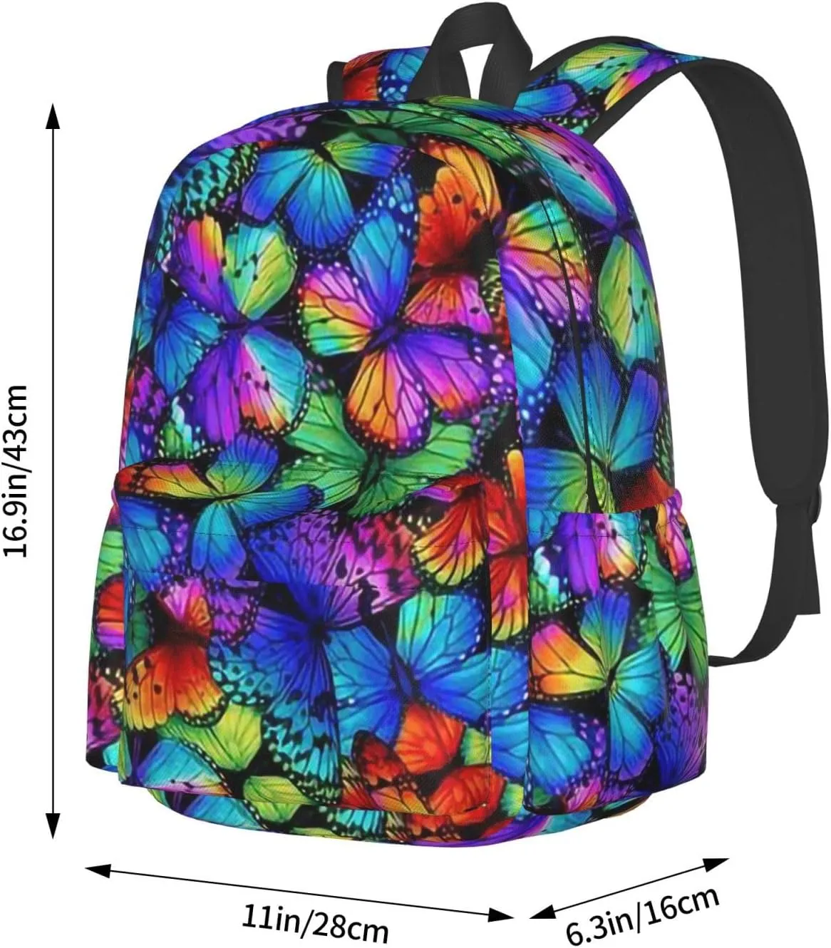 Shoggoth Backpack 17 Inch Colored Butterflies Casual Daypack Lightweight Women's Laptop Backpack Campus Travel Bag for Women Hiking