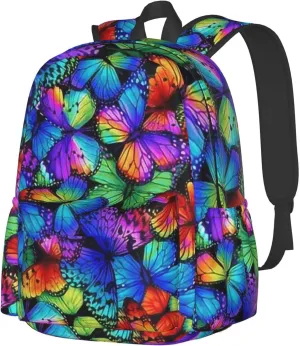 Shoggoth Backpack 17 Inch Colored Butterflies Casual Daypack Lightweight Women's Laptop Backpack Campus Travel Bag for Women Hiking