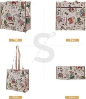 Signare Peter Rabbit Tapestry Foldable Shopping Bag – Eco-Friendly Reusable Tote with Woven Design & Blue Handles (Peter Rabbit, FOLD-BP-PETER), Peter Rabbit, One Size