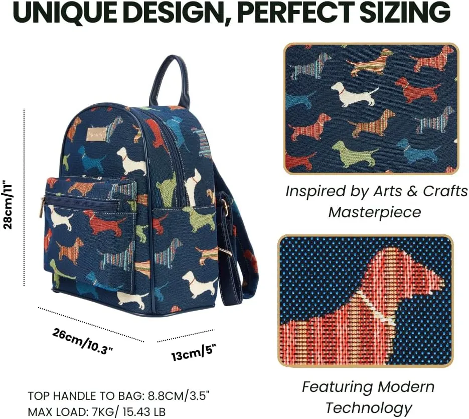 Signare Tapestry Women Backpack Rucksack Casual Daypack With Dachshund Dog (DAPK-DACH)
