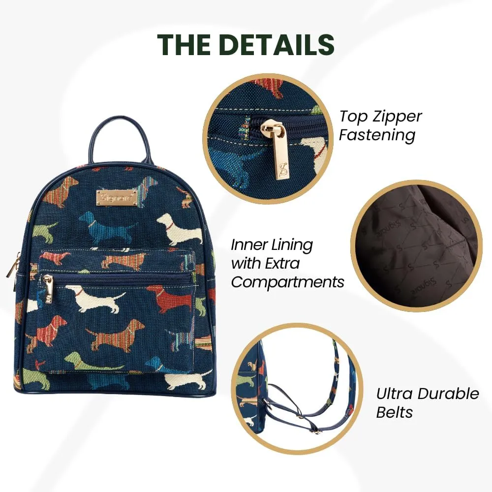 Signare Tapestry Women Backpack Rucksack Casual Daypack With Dachshund Dog (DAPK-DACH)