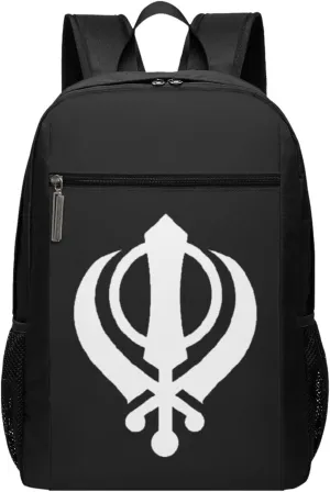 Sikh Symbol Sikhism Religio Travel Laptop Backpack, Business Anti Theft Slim Sturdy Laptops Backpacks, College Computer Bag Gift for Men & Women Fits 17 Inch Notebook,Black
