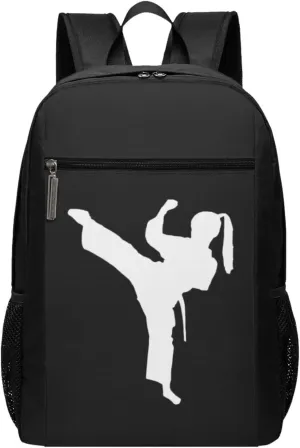 Silhouette Karate Travel Laptop Backpack, Business Anti Theft Slim Sturdy Laptops Backpacks, College Computer Bag Gift for Men & Women Fits 17 Inch Notebook,Black