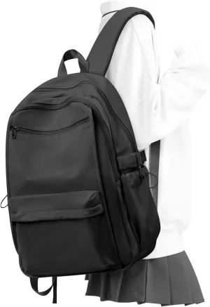 Simple Black School Backpack For Women,Lightweight College Backpack,High School Bag For Teens Boys Girls,Casual daypack Small Travel Backpacks Men Bookbag