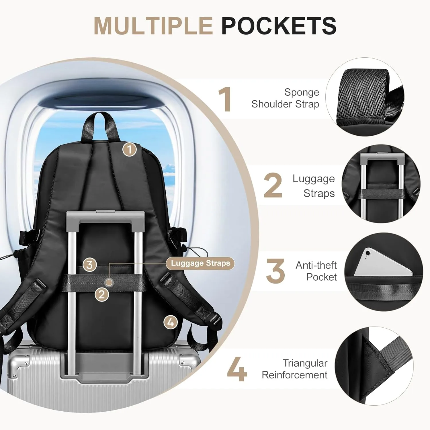 Simple Black School Backpack For Women,Lightweight College Backpack,High School Bag For Teens Boys Girls,Casual daypack Small Travel Backpacks Men Bookbag