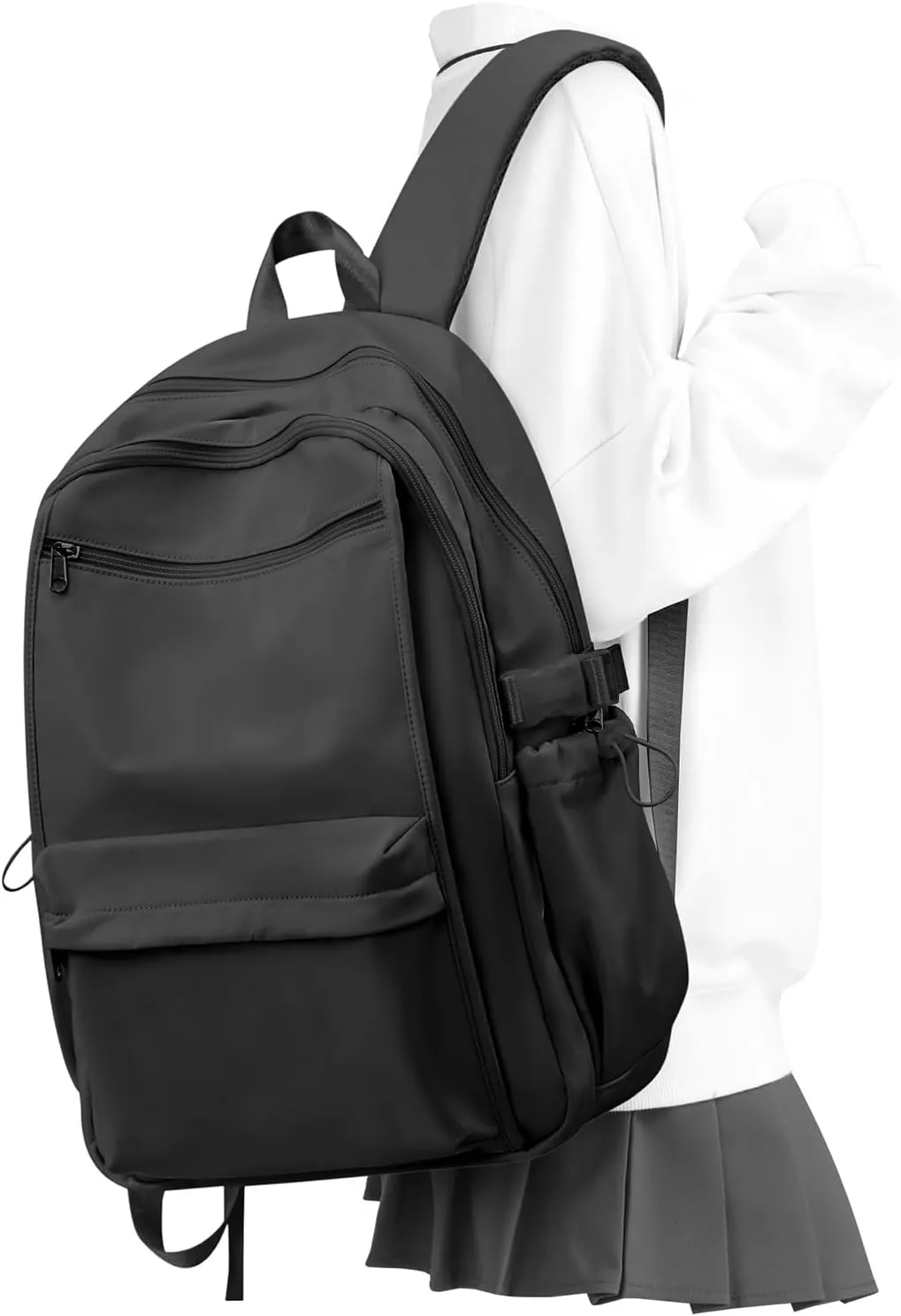 Simple Black School Backpack For Women,Lightweight College Backpack,High School Bag For Teens Boys Girls,Casual daypack Small Travel Backpacks Men Bookbag
