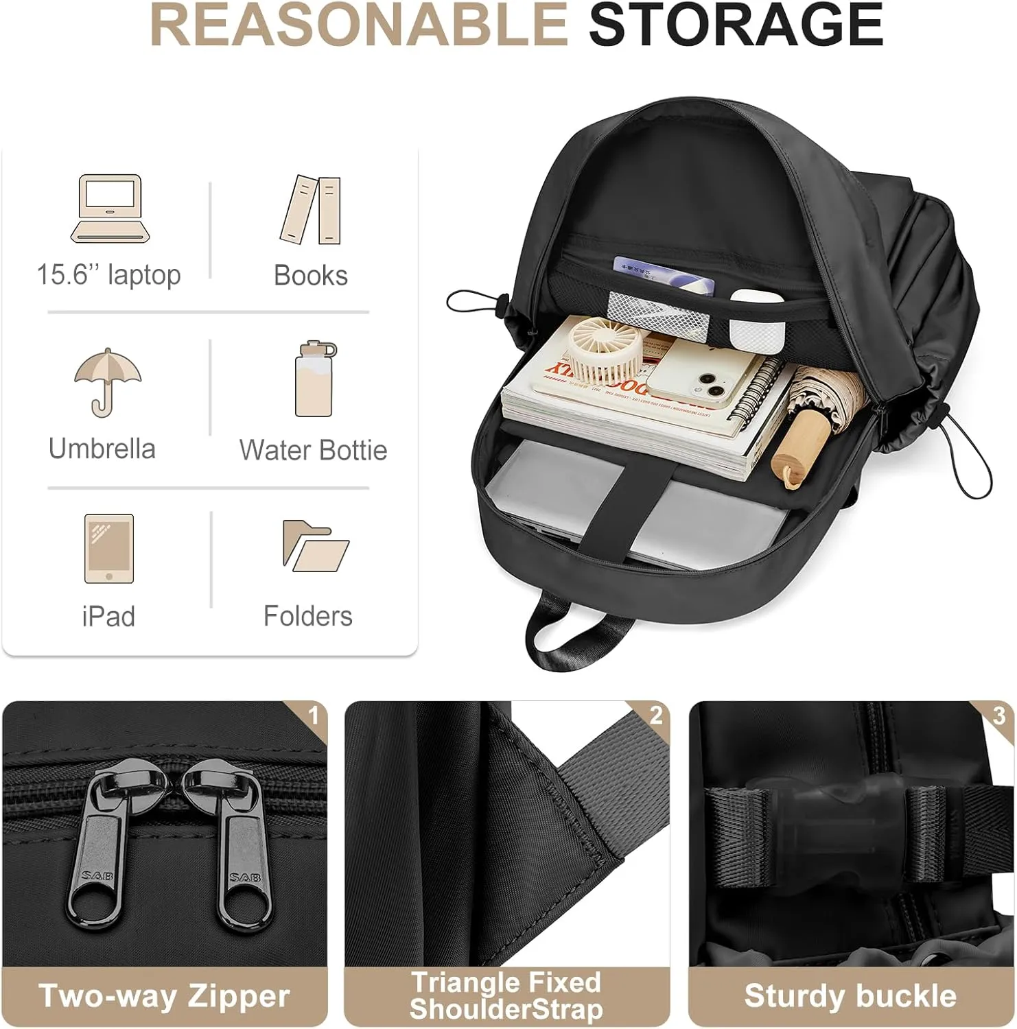 Simple Black School Backpack For Women,Lightweight College Backpack,High School Bag For Teens Boys Girls,Casual daypack Small Travel Backpacks Men Bookbag