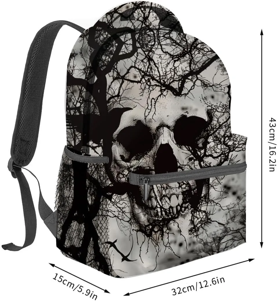 Skull Backpack Travel Backpacks Laptop Rucksack,School Bookbag for Women Kids Boys Girls,Gothic Back Pack Accessories Bags,Ideal Gifts for Work, Outdoor Adventures