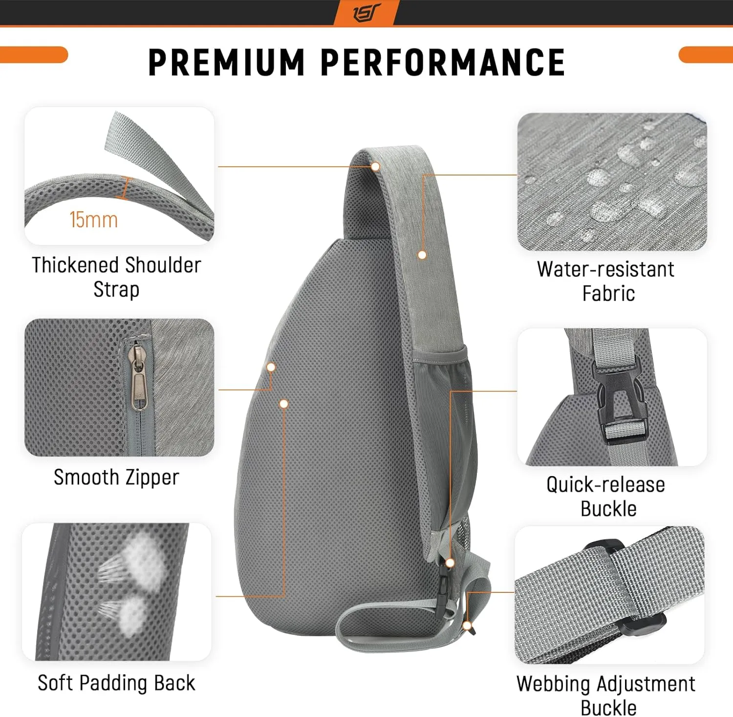 SKYSPER Sling Bag RFID Crossbody Sling Backpack Cross Body Shoulder Travel Bag Hiking Daypack for Women Men(Darkgrey)