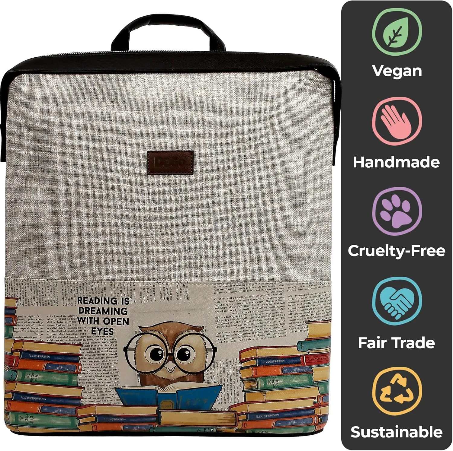Slim Backpack for Women - Unique Design and Vegan Leather Laptop Work Travel Backpacks, The Wise Owl