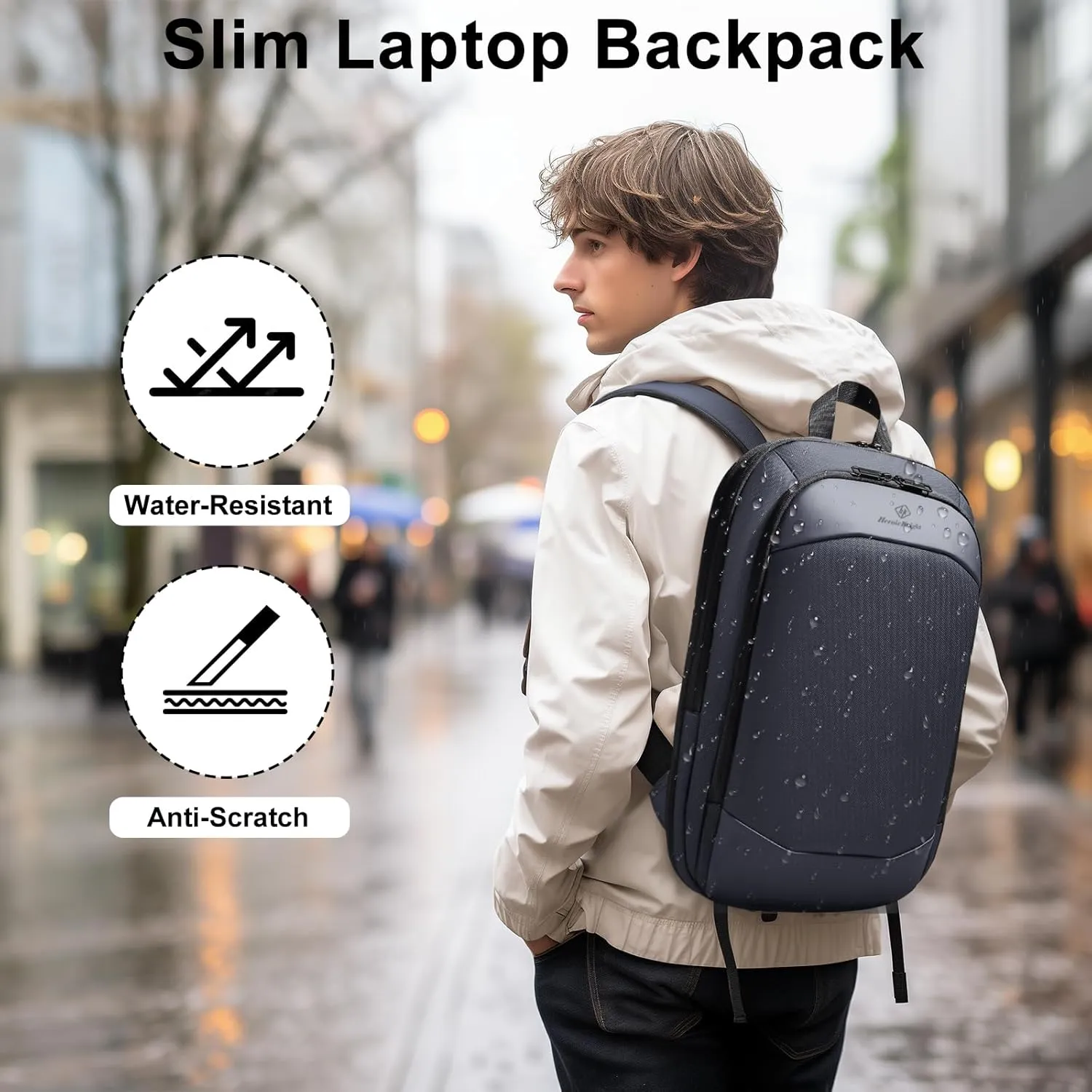 Slim Laptop Backpack for Men,Waterproof Expandable High Tech Business Work Backpack for Men and Women,15.6 Inch Lightweght Anti-theft Travel Backpack Durable College Casual Daypack Computer Laptop Bag