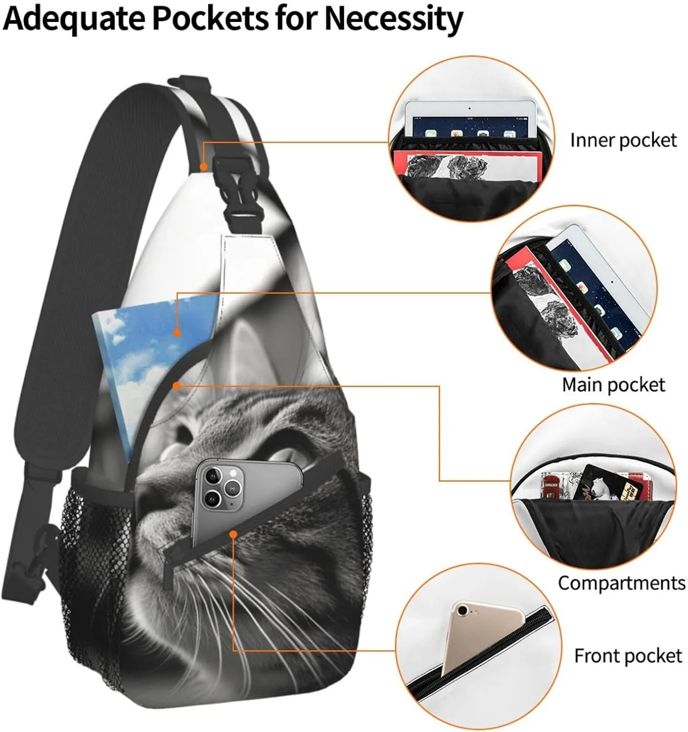 Slim Sling Bag for Women Christmas Fireplace Cross Chest Bag Diagonally Casual Fashion Travel Hiking Daypack