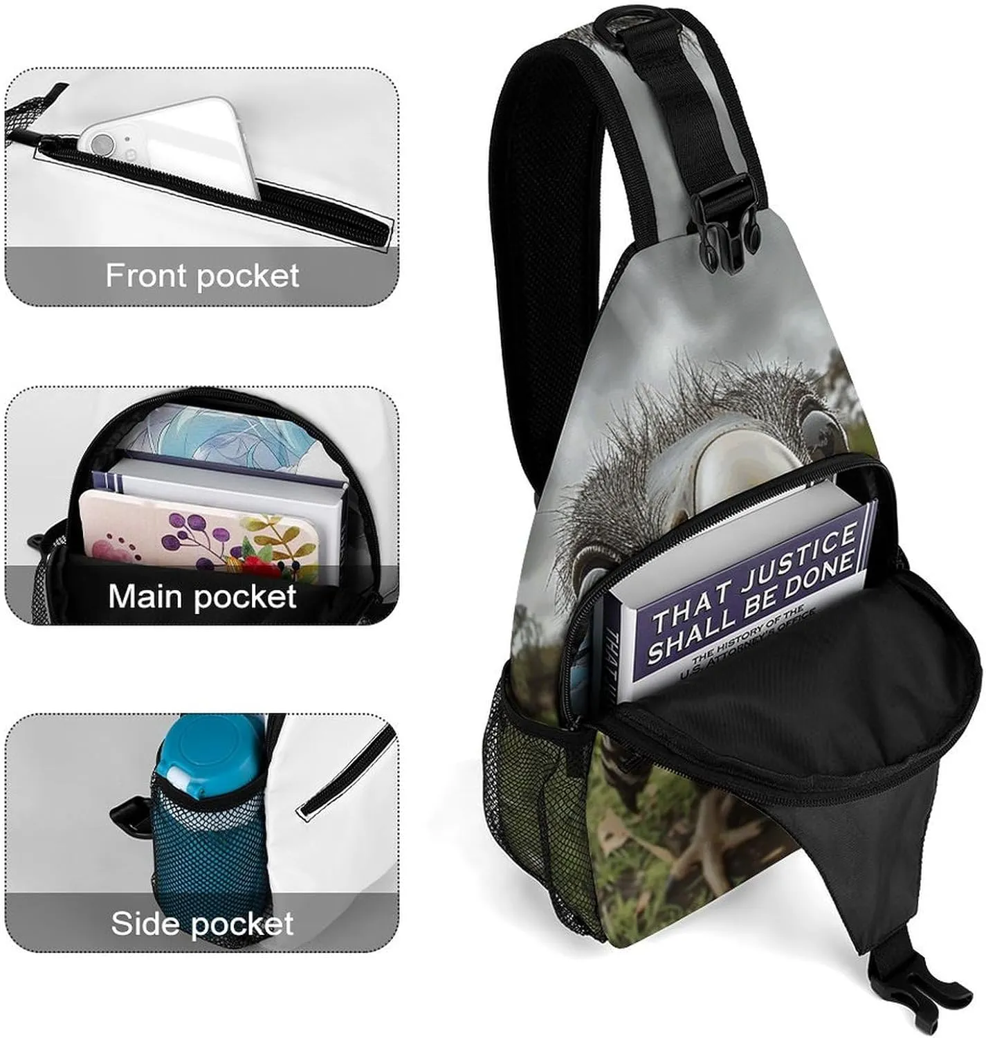 Sling Backpack Crossbody for Man Woman Bald Eagle Photos Cross Body Adjustable Chest Bag