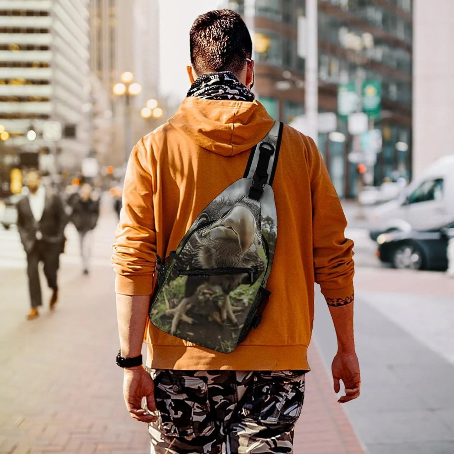 Sling Backpack Crossbody for Man Woman Bald Eagle Photos Cross Body Adjustable Chest Bag