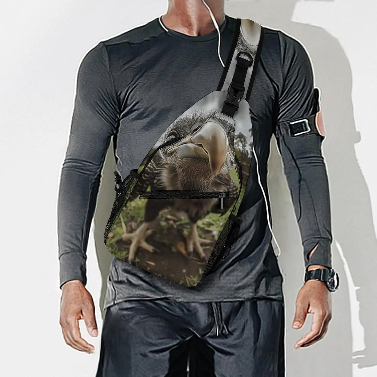 Sling Backpack Crossbody for Man Woman Bald Eagle Photos Cross Body Adjustable Chest Bag
