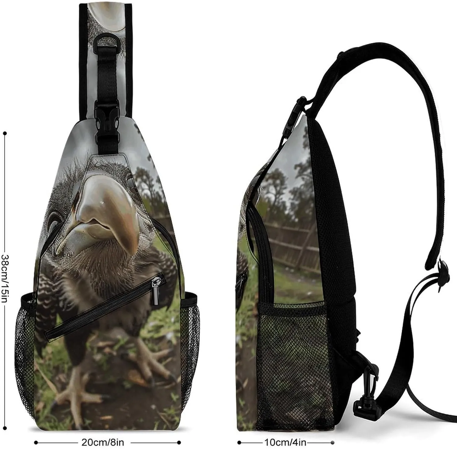 Sling Backpack Crossbody for Man Woman Bald Eagle Photos Cross Body Adjustable Chest Bag
