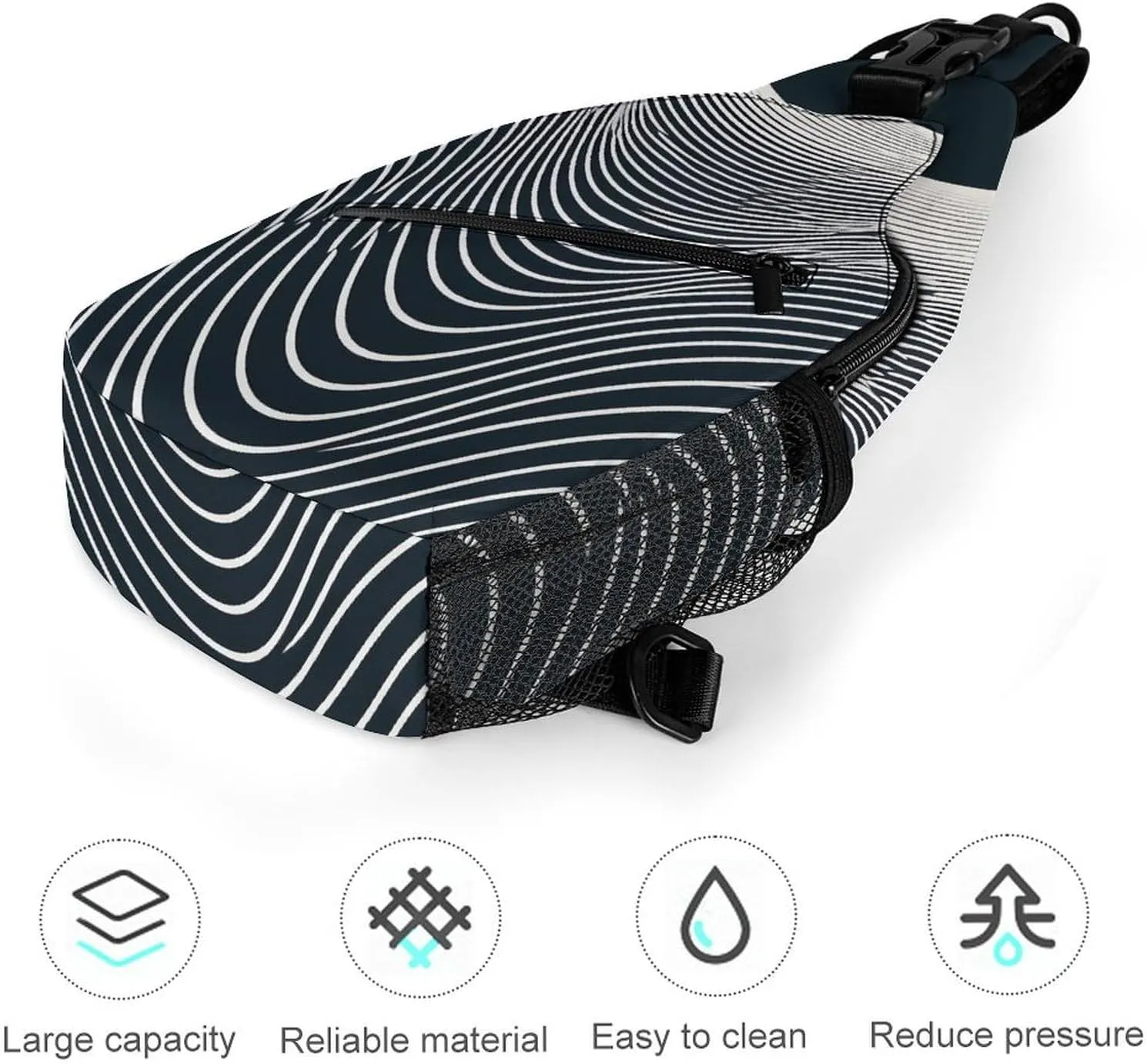 Sling Backpack Crossbody for Man Woman Curved Wavy Lines Cross Body Adjustable Chest Bag