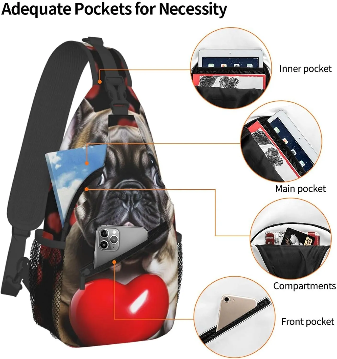 Sling Bag for Women Men Crossbody Bag Sling Backpack Giraffe among flowers Cross Body Bag Adjustable Chest Bag