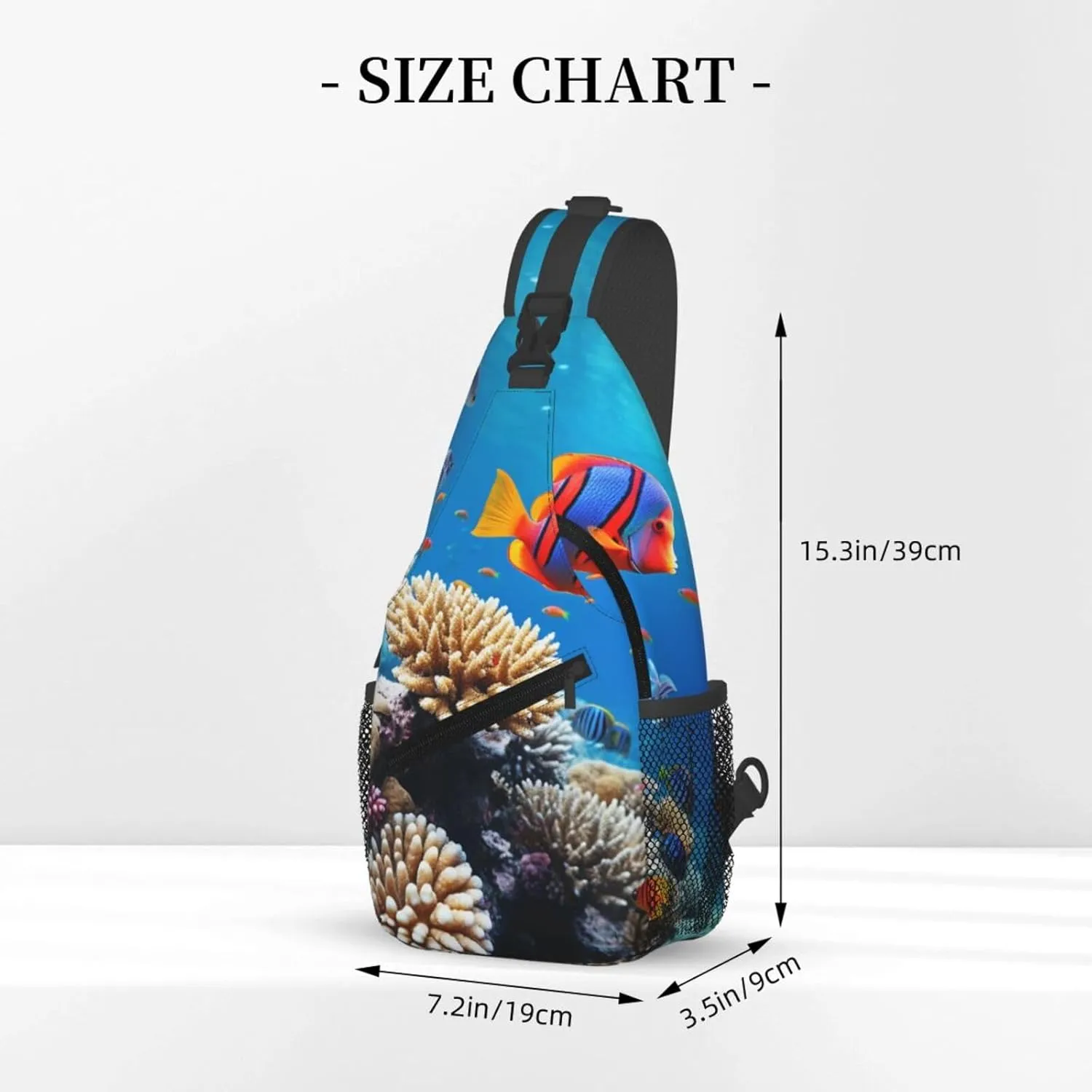 Sling Bag for Women Men Crossbody Bag Sling Backpack Ocean Tropical Fish Coral Cross Body Bag Adjustable Chest Bag