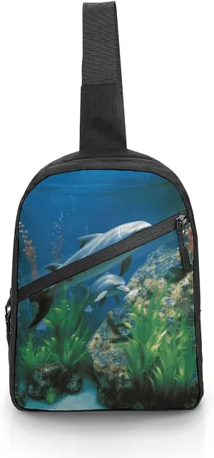 Sling Bag Multipurpose Chest Bag Crossbody Aquatic Biologicals Printing Sling Backpack for Outdoors Hiking Traveling