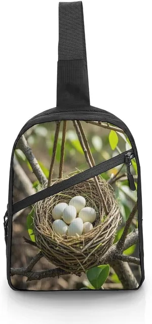 Sling Bag Multipurpose Chest Bag Crossbody Magical Bird Nest Printing Sling Backpack for Outdoors Hiking Traveling