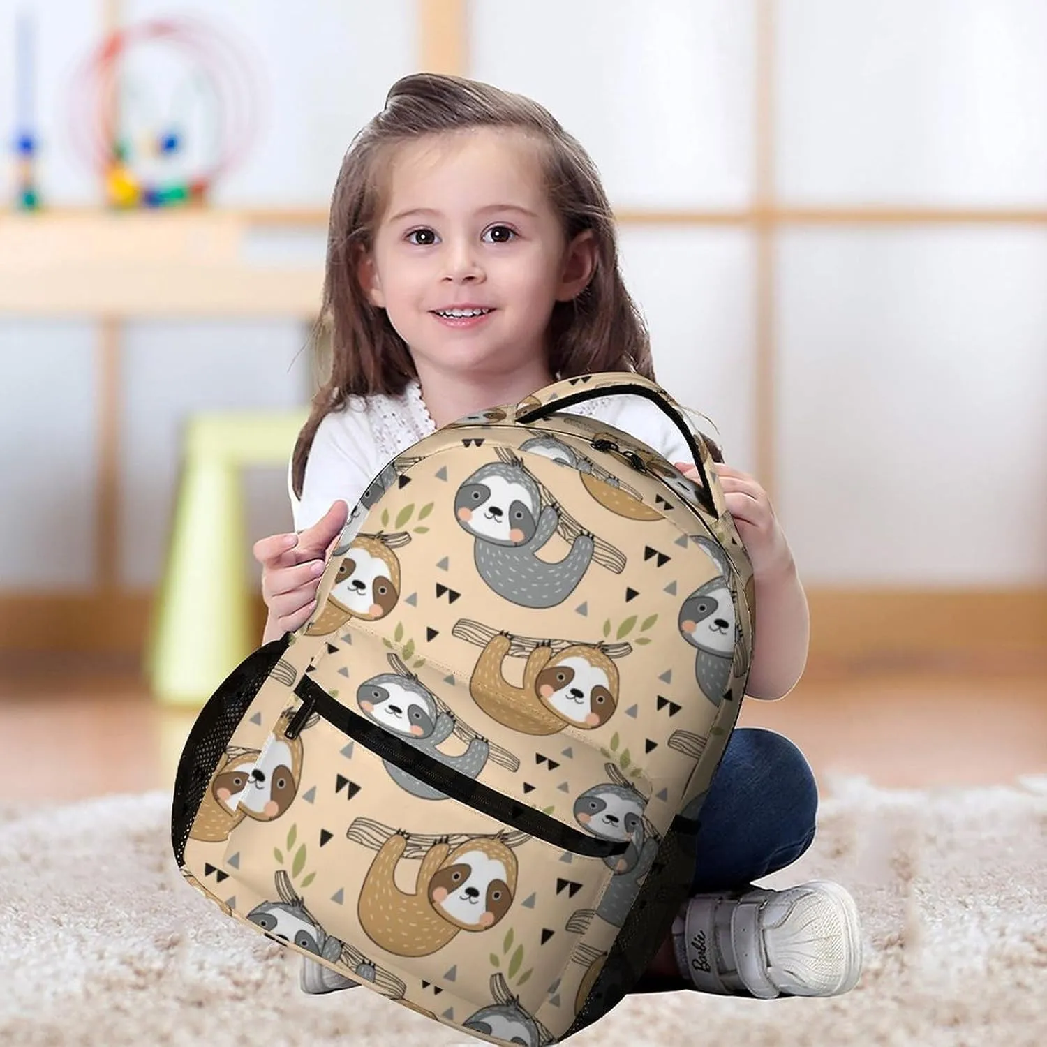 Sloth Backpack for Kids Girls Boys School, 16 Inches Cute Sloths Theme Bookbag, Adjustable, Lightweight, Large Capacity, Colorful Daily Casual Backpacks